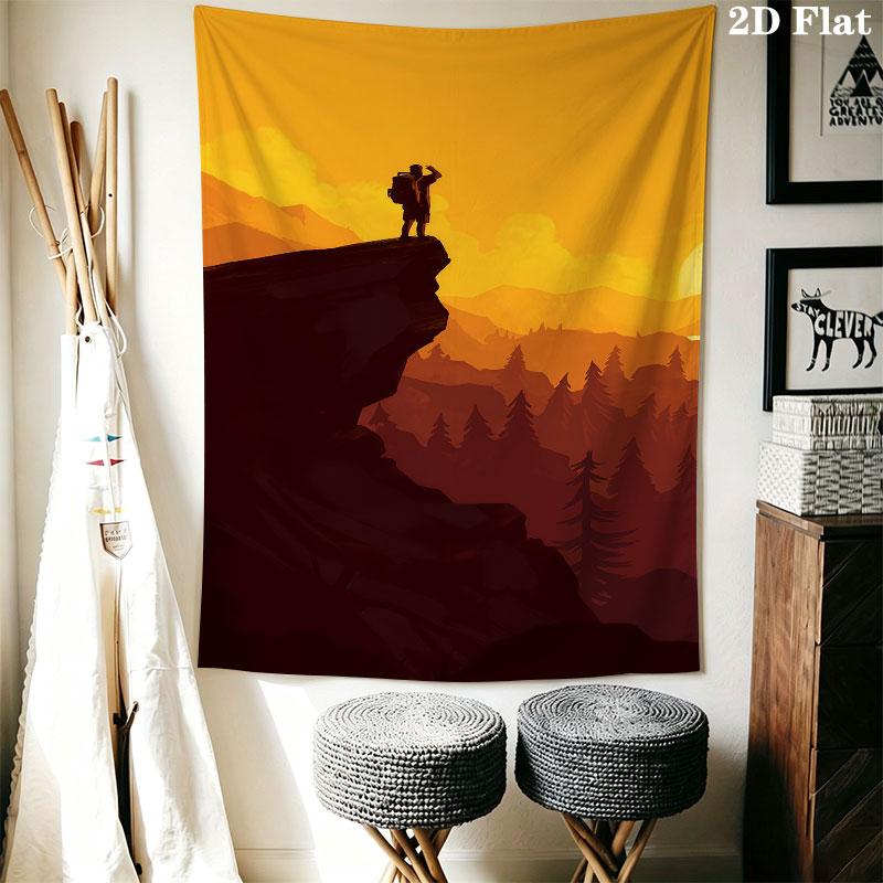 Firewatch Dawn Wall Hanging Printed Fabric Blanket Decorative Tapestries for Bedroom Living Room Home Decor