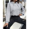 GMXIA Commuter Spring Loose Pullover Hooded Long Sleeve Patchwork Waffle Hoodie Woman