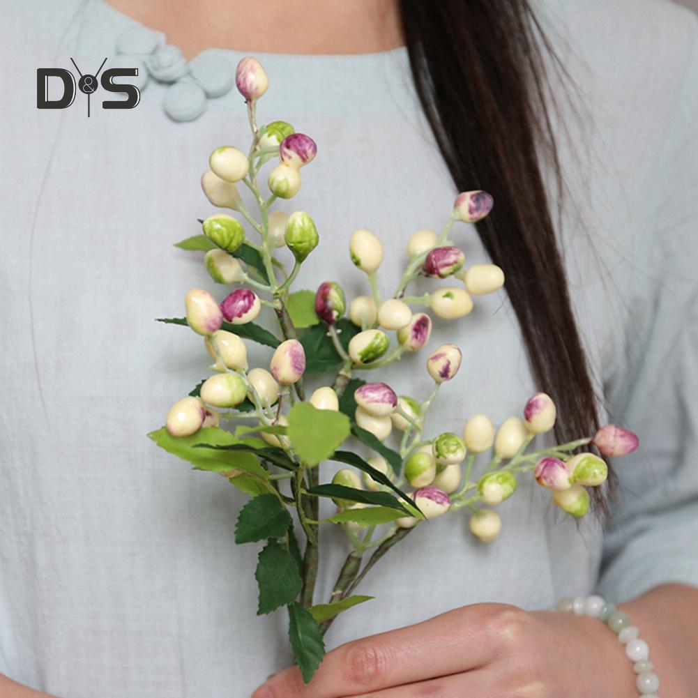 Blooming Bouquet Artificial Berry Leaf Twig Garden Flower Arrangement Desktop Home DIY Decor