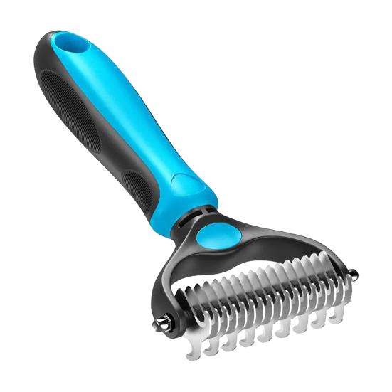 Pet Grooming Rake Double Sided Stainless Steel Blades Cat Deshedding Tool Pet Undercoat Rake for Dogs Cats Shedding Control Dematting