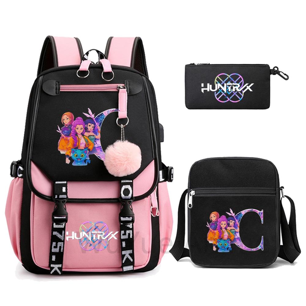 3 шт./набор Милый мультяшный рюкзак с принтом 26 английских букв и наплечной сумкой для студента-подростка, девочки, мальчика, портфель большой вместимости, дорожная сумка, детский подарок