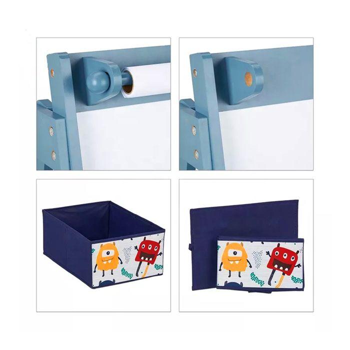 Tableau magnétique enfant - GINGER HOME MONSTER - Chevalet bois - Lettres aimantées - 2 bacs de rangement