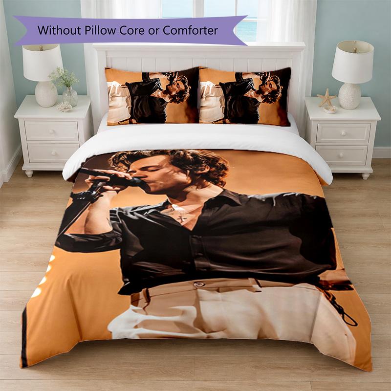 Harry Styles Print 3Pcs Duvet Cover Set 1 Duvet Cover and 2 Pillowcases Soft Bed Linen For Household Bedroom