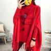 Bat Sweater Pullover Autumn and Winter New Loose and Versatile Knitted Sweater Women's Cloak Shawl Jacket High Collar Tassel