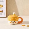 Couple with Lid Water Cup Hat Cute Creative Personality Ceramic Cup High Appearance Large Capacity Mug Set for Home Use
