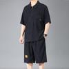 Плюс размер 4XL-10XL свободная рубашка поло летние шорты комплекты винтажная одежда мужской комплект из 2 предметов