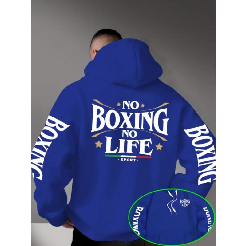 Мужская худи для бокса с принтом "No Boxing No Life"; флисовая толстовка нового свободного фасона пуловер.