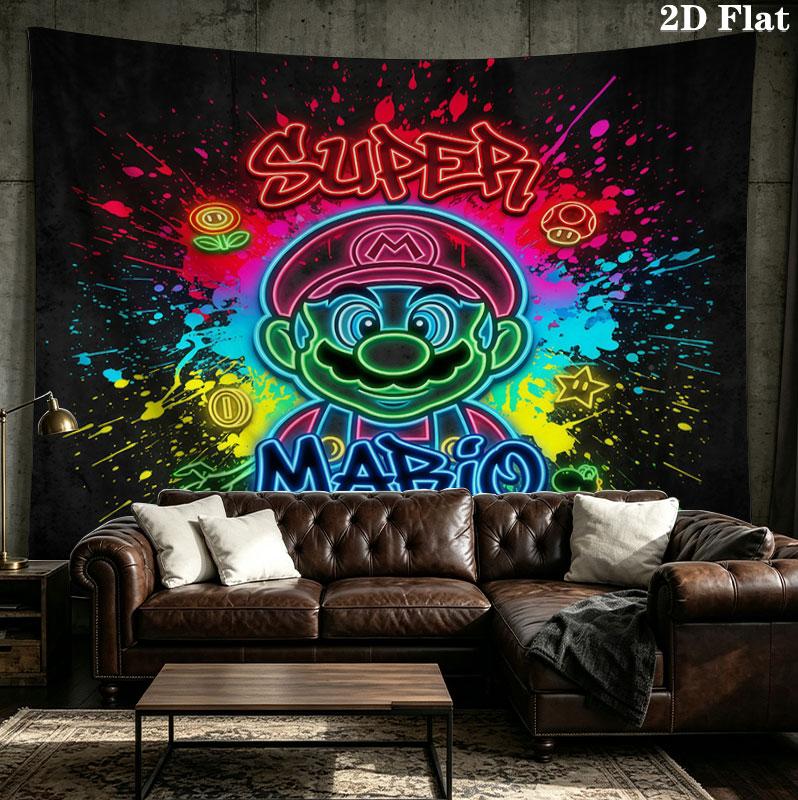Super Mario Wall Tapestry Aesthetic Wall Hanging Printed Fabric Blanket Decorative Tapestries For Bedroom Living Room Home Decor