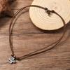 Handmade Craft Rope Leather Necklace Simple Braided Cross Necklace Cross Pendant Necklace  Gifts