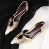 Fashion Summer Temperament Single Shoes Fashion Pointed Toe Hollow Pleated Wear Light Luxury Shallow Soft-soled Sandals