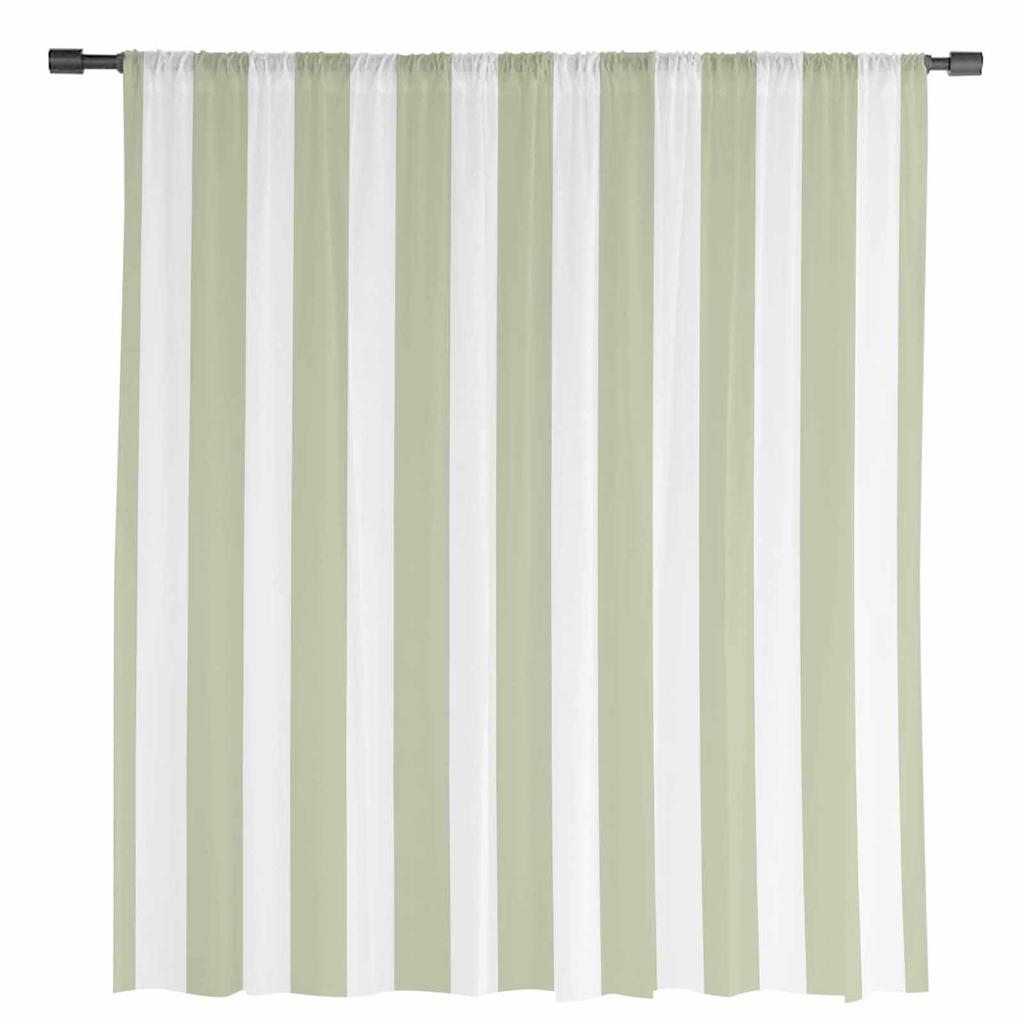 Полосатые шалфейно-зеленые геометрические прозрачные шторы для украшения гостиной, оконные шторы для кухни, тюль, вуаль, органза, шторы