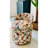 X Large Woven Fabric Boxed Cylinder Decorative Foldable Armchair Pouffe Center Table