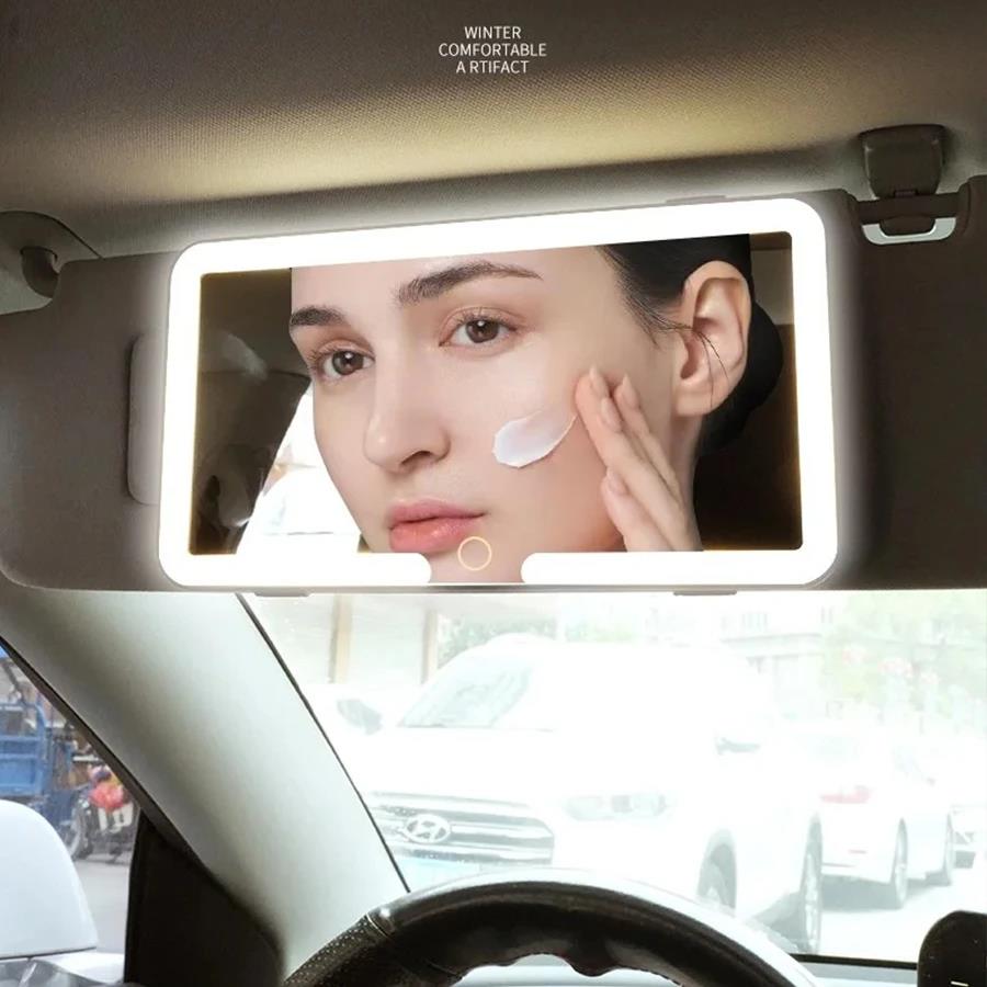 Universal Ultra Thin Car Sun Visor LED Makeup Mirror Touch Dimmable Fill Light HD Auto Interior Vanity Mirror Cars Accessories Interior Mirrors6
