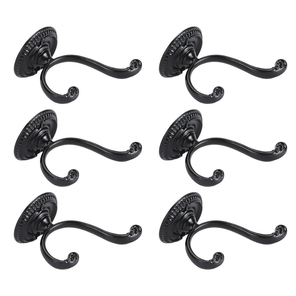 6шт крючков для пальто и шляп из цинкового сплава черного цвета, настенный, 2 лапки, ретро-крючок для пальто с 26 винтами