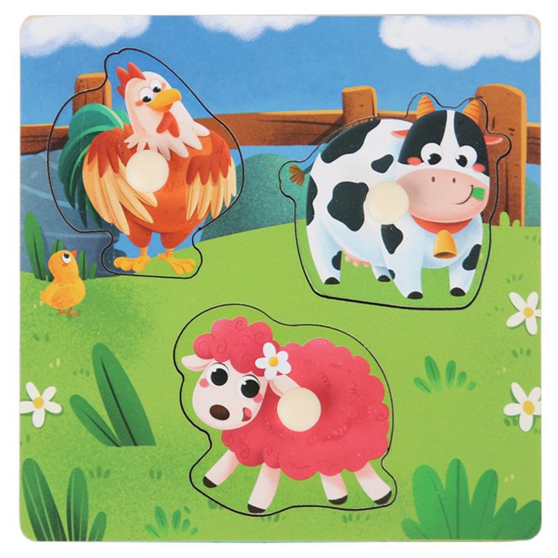 Wooden Dinosaur & Traffic Puzzle Board: Cognitive & Early Education Toy for Kids