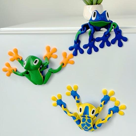 Магнитная 3D-печатная игрушка-лягушка с подвижными суставами Магнит на холодильник в виде лягушки Фигурка животного с шарнирным соединением Украшение для домашнего офиса и монитора компьютера