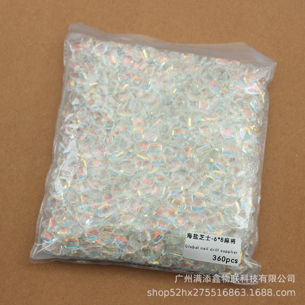 Целая упаковка из 360 кристаллов с острым дном в виде морской соли и сыра, бриллиантов, толстых квадратных, с кривым сердцем, украшений для дизайна ногтей