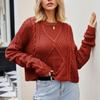 QICED Женские модные повседневные однотонные свободные свитера с круглым вырезом и осенне-зимним принтом с длинными рукавами
