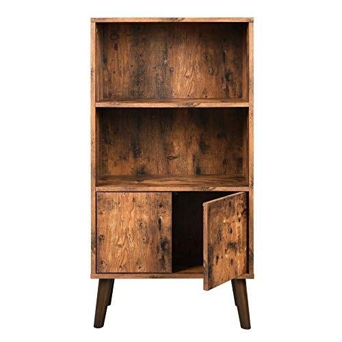 Retro Bookcase, 2-Tier Half-Fold with Doors, Storage Cabinet for Books, Photos, Decorations, In Living Room, Office, Library