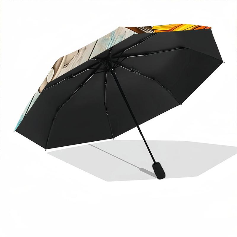 1pc Sunflower Skull Decorative Auto-Fold Umbrella with One-Touch Open/Close - 8 Reinforced Ribs for Windproof Stability, yy251118152
