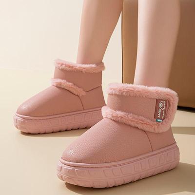 Водонепроницаемые высокие зимние ботинки из ПУ кожи с плюшевой подкладкой для пар