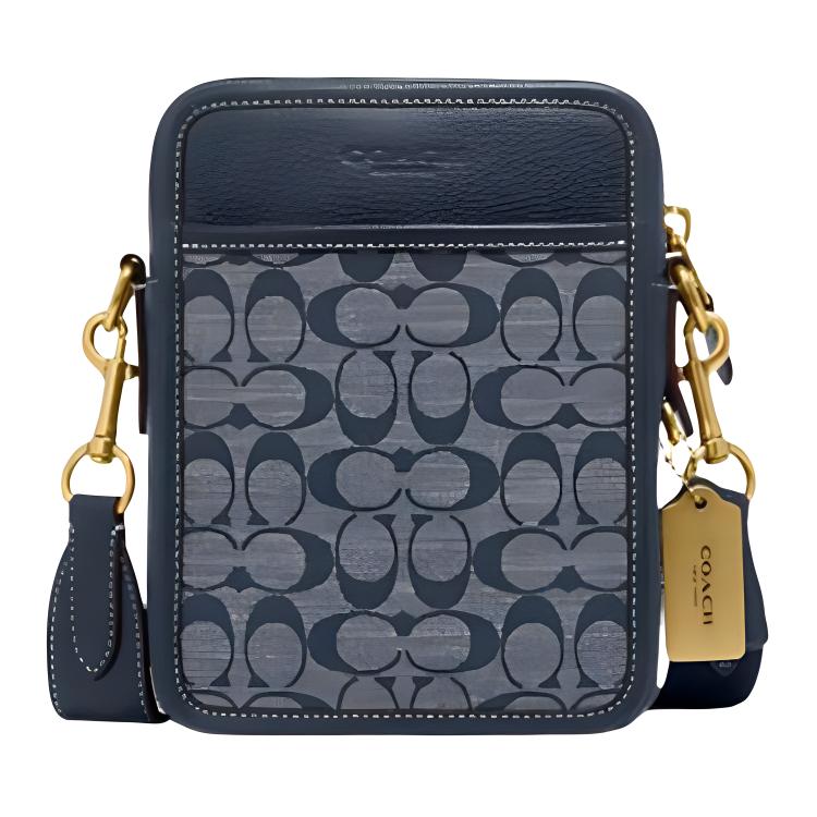 New COACH Sullivan Jacquard Fabric With Cow Leather Crossbody Bag, Shoulder Bag Trumpets Men's Denim CG996-B4DE