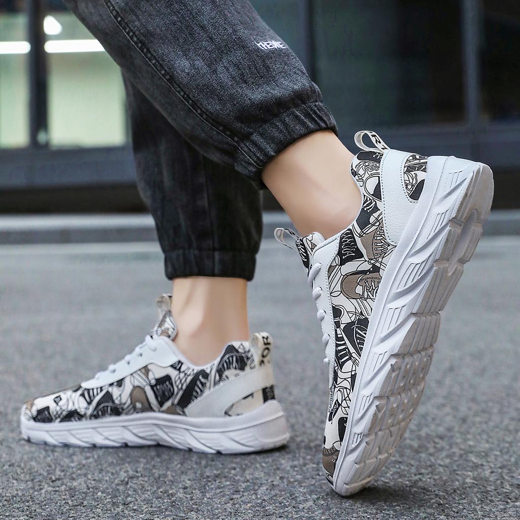 TUINANLE Мужские кроссовки, легкая повседневная обувь, кроссовки для бега с граффити, большие размеры 39-48, дышащая прогулочная мужская обувь
