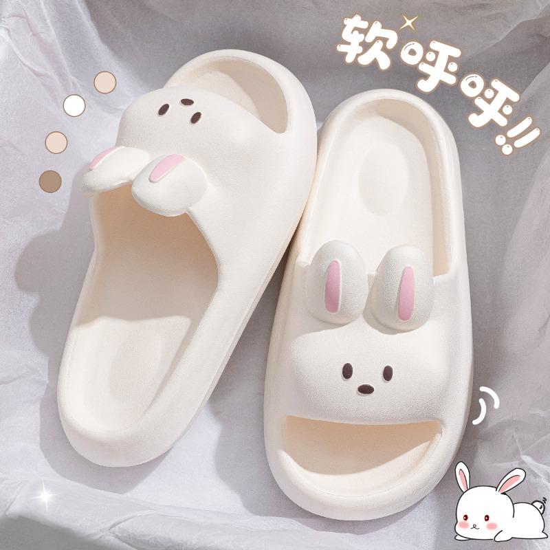 Модные новые милые нескользящие тапочки с рисунком кролика из мультфильма на мягкой подошве