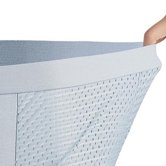 Мужские трусы-боксеры средней посадки, дышащие сетчатые U-образные, высокоэластичные шорты-трусы, однотонные, гладкие