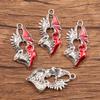10 шт. Металлические подвески из сплава разных размеров, эмалированные, в виде полого сердца и черепа, красного цвета, для изготовления эмалированных браслетов, ожерелий и ювелирных изделий своими руками