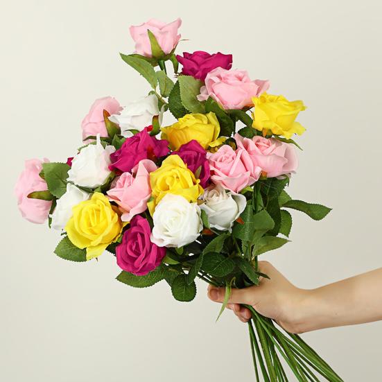 Искусственный цветок розы Реалистичная роза на длинном стебле Букет из искусственных шелковых роз на День святого Валентина Для дома Свадьбы Вечеринки Центральная композиция Цветочная композиция