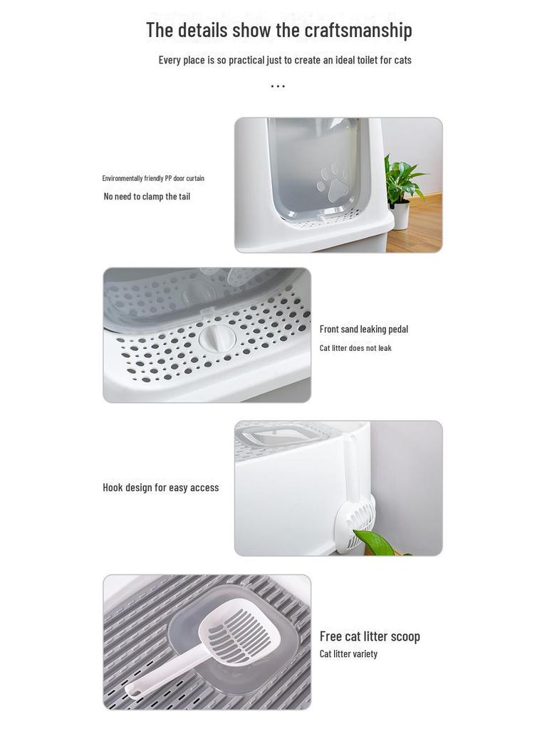 Leyoupai Enclosed Cat Litter Box - Anti-Splash, Odor-Control, Easy-Clean.