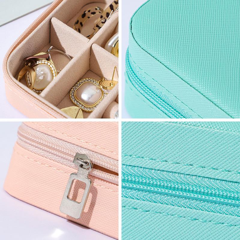 Мини-органайзер для ювелирных изделий, портативная шкатулка для ювелирных изделий, дисплей для путешествий, ювелирные изделия на молнии, серьги, ожерелье, кольца, коробки для хранения