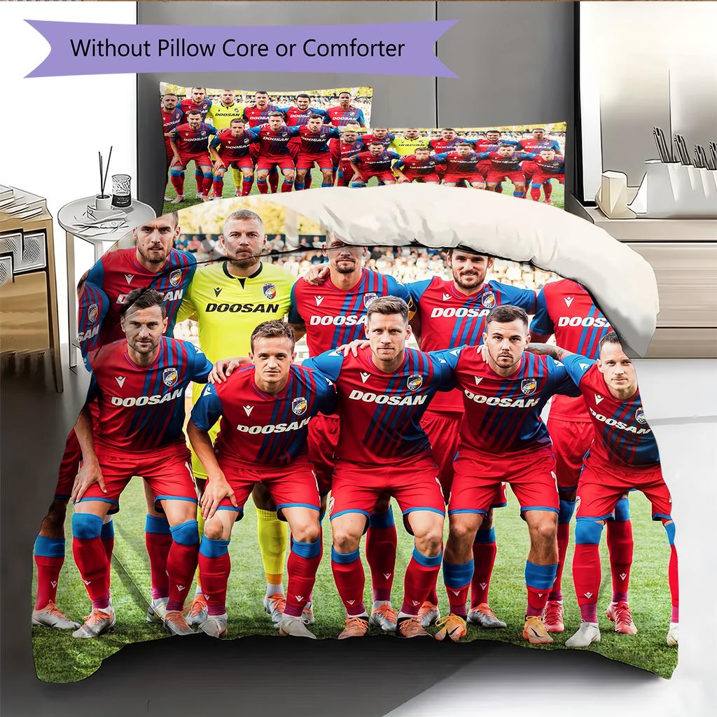 Viktoria Plzen Football Club Pattern Bedding Home Decoration Birthday & Festival Gift (1 * duvet cover + 2 * pillowcase, without core)