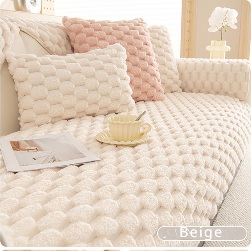 Зимний Толстый и Теплый Плюшевый Коврик для Дивана Скандинавский Минималистичный Противоскользящий Подушка для Сиденья Дивана Трехмерный Тисненый Противоскользящий Полный Комплект Ткань для Защиты от Пыли для Дивана