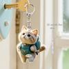 Automobile Pendant 2D Cat Car Rearview Mirror Hanging Ornament Acrylic Cat Charm Keyring Auto Backpack Keychain