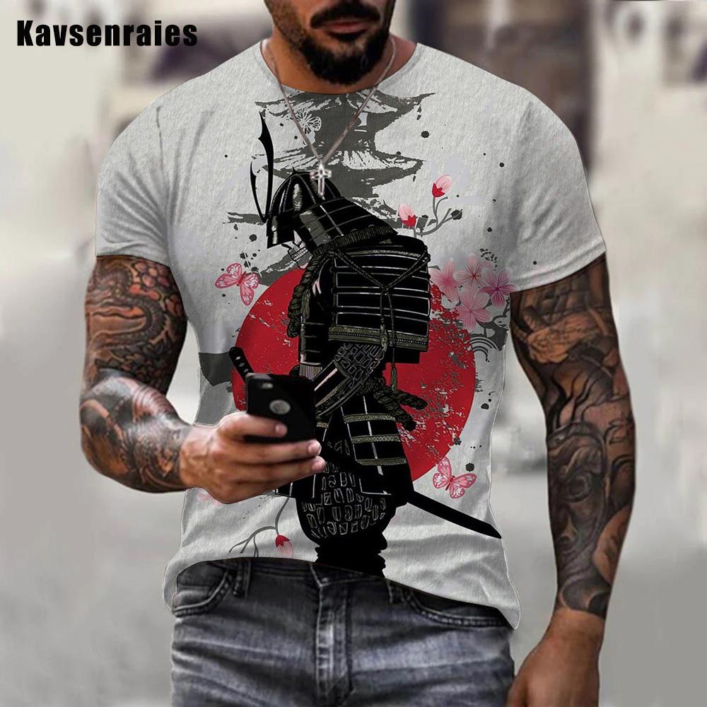 Японская футболка с 3D принтом «Самурай», мужская и женская модная футболка с круглым вырезом и коротким рукавом, ниндзя, уличная футболка в стиле Харадзюку, футболки, топы, одежда