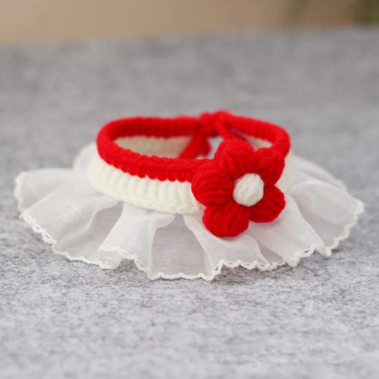 Pet Neckerchief Knitted Collar Costume Accessories Adjustable Cat Dog Lace Collar Bib Pet Saliva