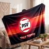PSV Eindhoven FC Personalized Fleece Blanket With Football Logo, Custom Name Text Soft Warm Home Throw Blanket