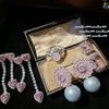Розовая цветочная тарелка Papalacha, серьги-гвоздики с драгоценными камнями и жемчугом для ежегодного собрания, женские, покрытые 18-каратным золотом, прямоугольные серьги с цирконами, цвет Барби