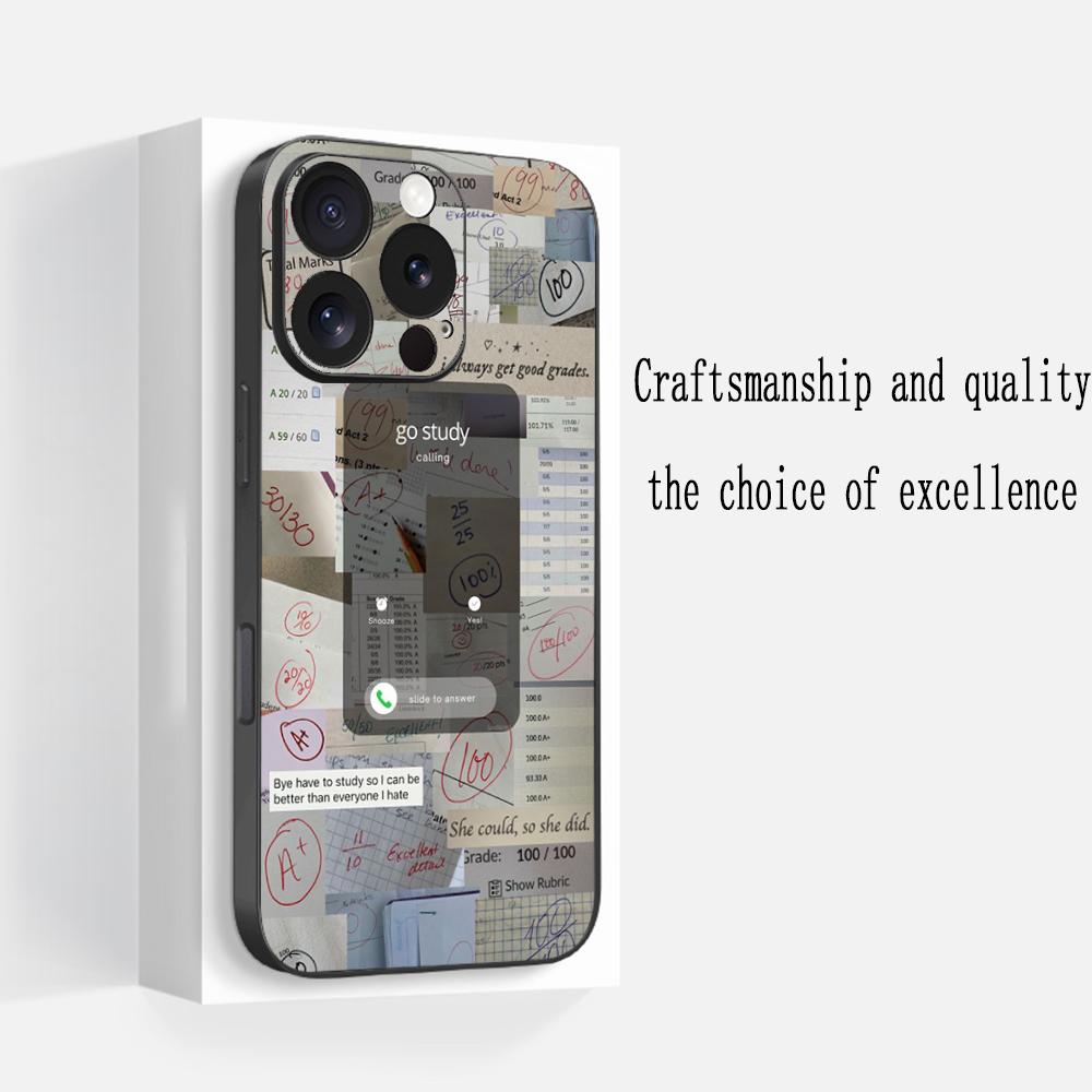 Учеба оценки мода удача плакат Чехол для телефона Для iPhone 17 16 e 15 14 13 12 Plus Mini Pro Max Мягкий черный Ударопрочный чехол