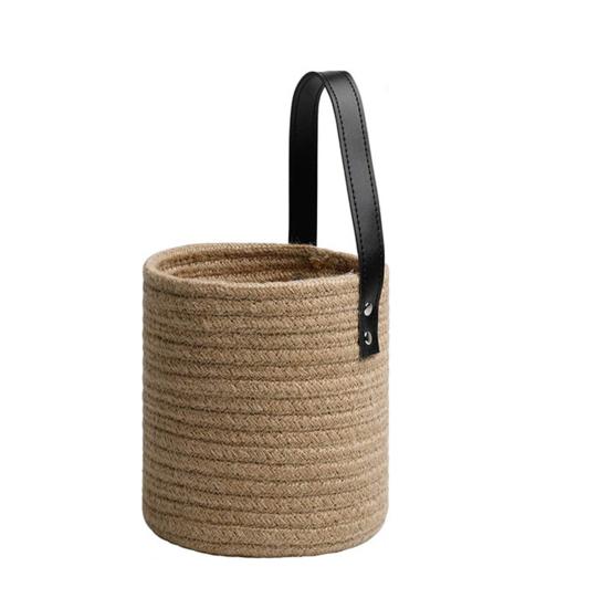 Подвесная корзина из натуральной искусственной кожи ручной работы из ротанга, домашние корзины для хранения цветов для дома