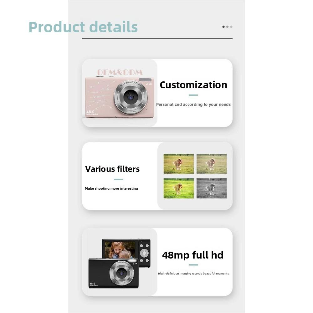 Цифровая камера высокого разрешения 48 миллионов пикселей для дома, студентов и детей, портативная карточная камера