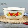 Clear Pattern Enamel Bowl with Lid Nostalgic Chinese Style Salad Bowls for Dinner