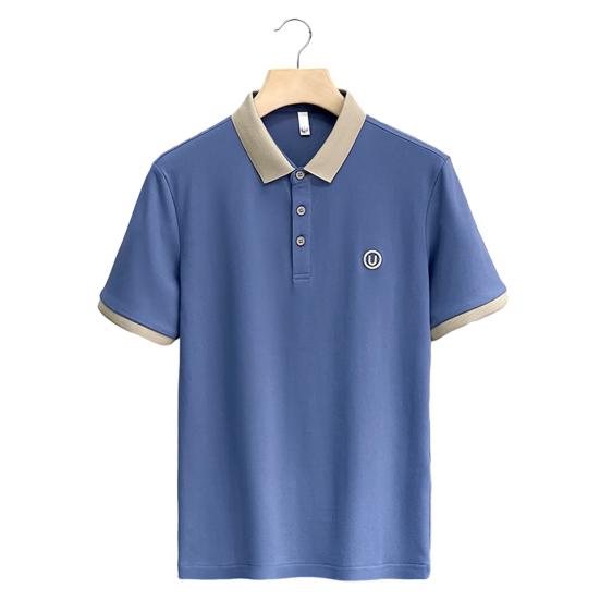 Рубашка ПОЛО мужская летняя вышитая мужская футболка с лацканами Temperament All-match Slim Casual с короткими рукавами