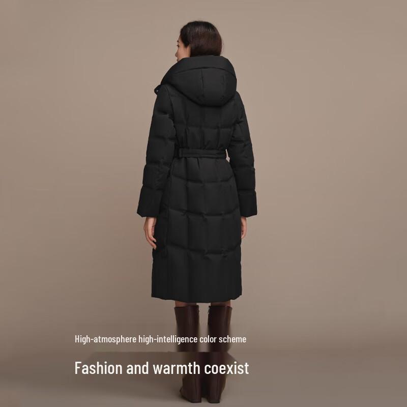 BOSIDENG B250244146 Women's Long Slim-Fit Hooded Goose Down Jacket