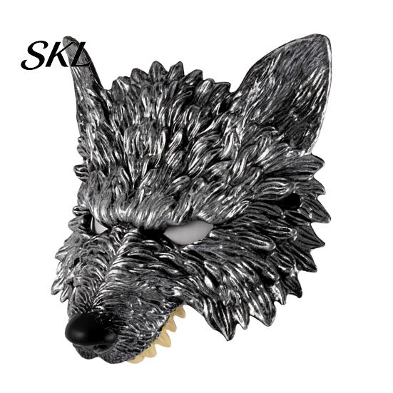 Wolf Costume Mask 3D Head Mask, High Elastic Lightweight Comfortable Werewolf Realistic with Adjustable Strap for Halloween Cosplay Party Photo Props