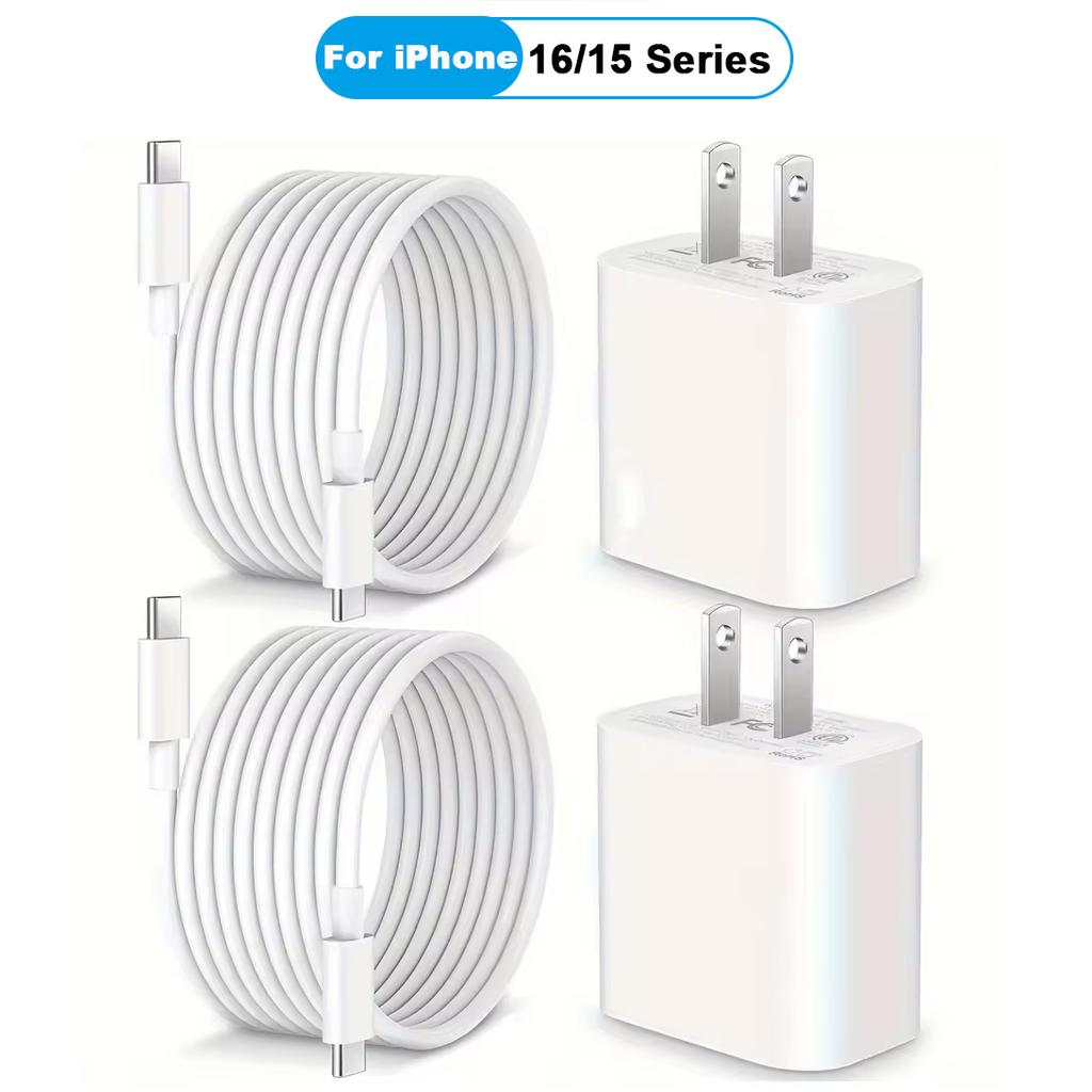 1-2 комплекта 30 Вт US PD Быстрая зарядка для iPhone 16 15 Pro Max iPad Samsung Xiaomi 1 м/3,3 фута Кабель USB C для быстрой зарядки Аксессуары