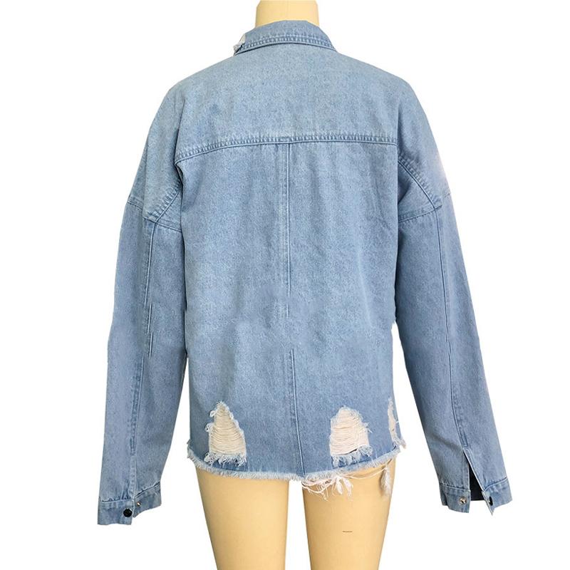 Женская джинсовая куртка Spring Hole Breaking средней длины, винтажная куртка с длинным рукавом
