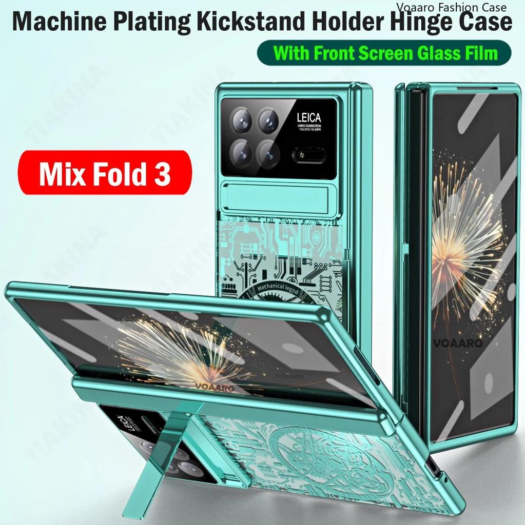 Роскошный чехол-подставка для Xiaomi Mix Fold 3, чехол с механическим покрытием для Xiaomi Mix Fold 3, шарнирный чехол с пленкой на переднем экране